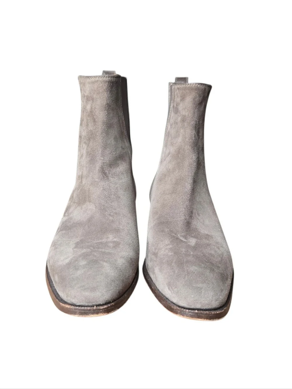Gravati Womens Taupe Neutral Gray Italian Leather Suede Chelsea Ankle Boots 7.5
